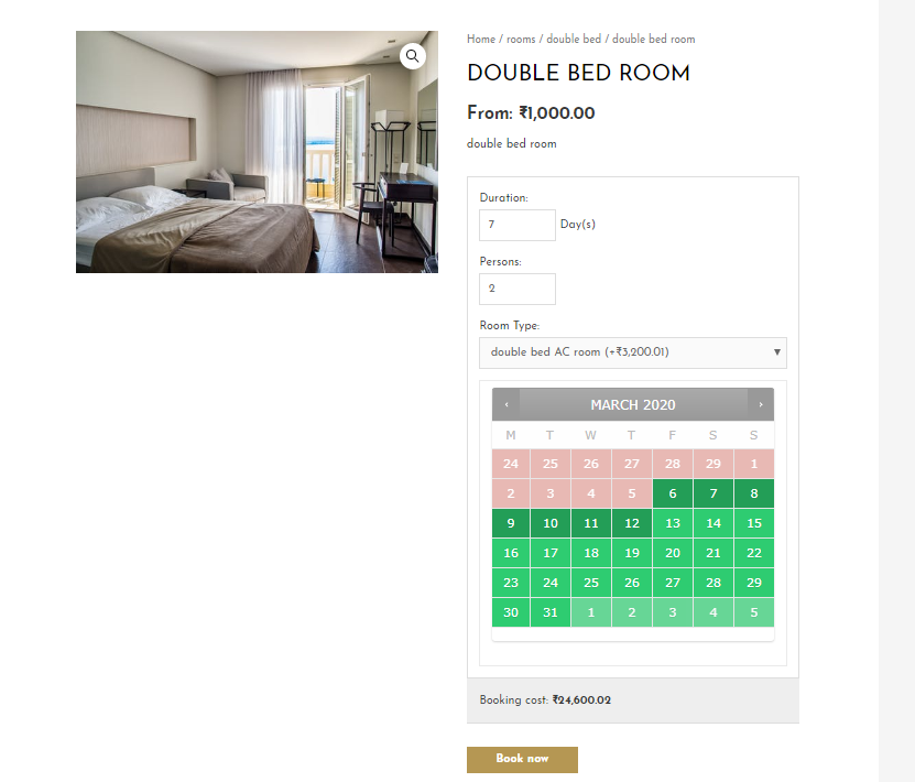 final bookable product using woocommerce bookings