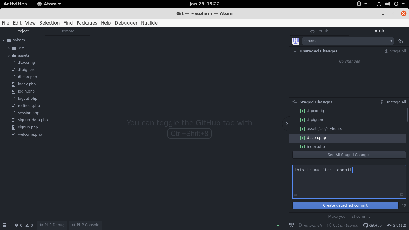 type commit massage in git